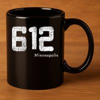 Distressed 612 Area Code Minneapolis Minnesota 11oz C Handle Ceramic Mug