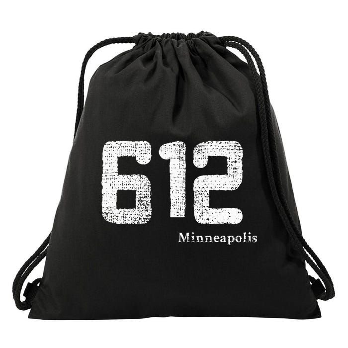 Distressed 612 Area Code Minneapolis Minnesota Drawstring Bag