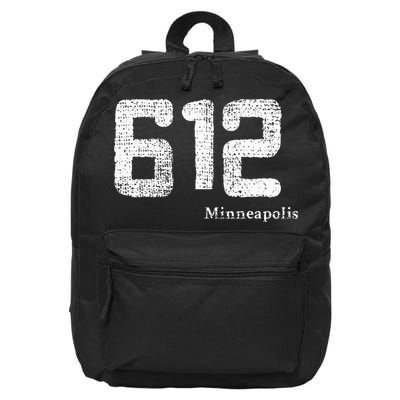 Distressed 612 Area Code Minneapolis Minnesota 16 in Basic Backpack