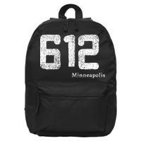 Distressed 612 Area Code Minneapolis Minnesota 16 in Basic Backpack
