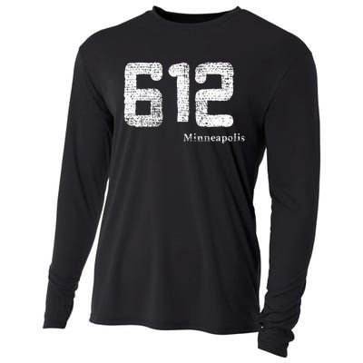 Distressed 612 Area Code Minneapolis Minnesota Cooling Performance Long Sleeve Crew