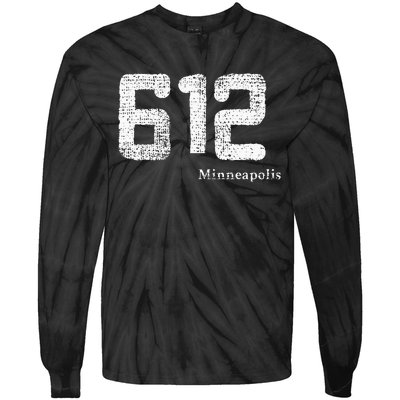 Distressed 612 Area Code Minneapolis Minnesota Tie-Dye Long Sleeve Shirt