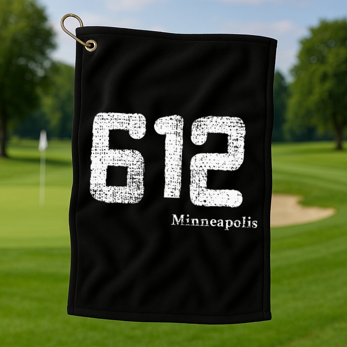 Distressed 612 Area Code Minneapolis Minnesota Golf Towel