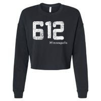 Distressed 612 Area Code Minneapolis Minnesota Cropped Pullover Crew