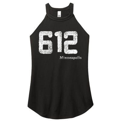 Distressed 612 Area Code Minneapolis Minnesota Women's Perfect Tri Rocker Tank