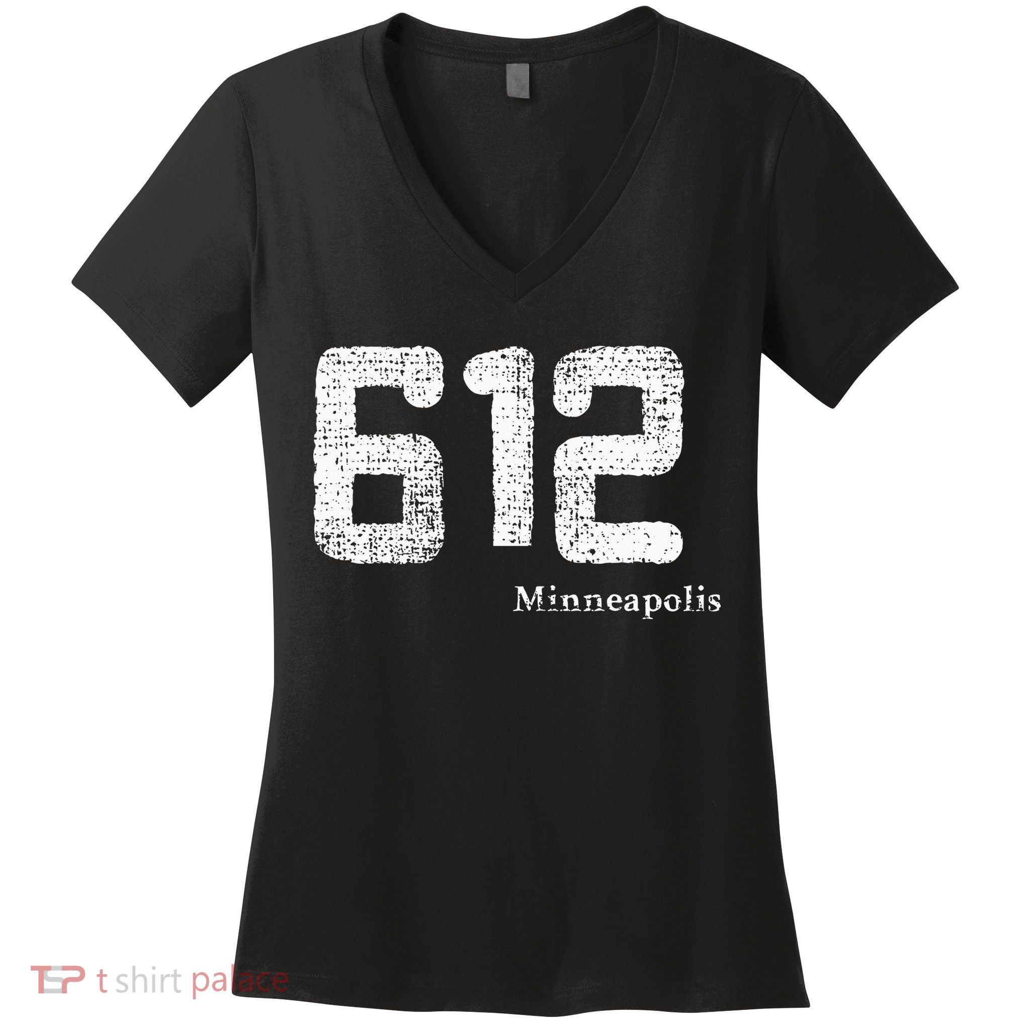 Distressed 612 Area Code Minneapolis Minnesota Women's V-Neck T-Shirt