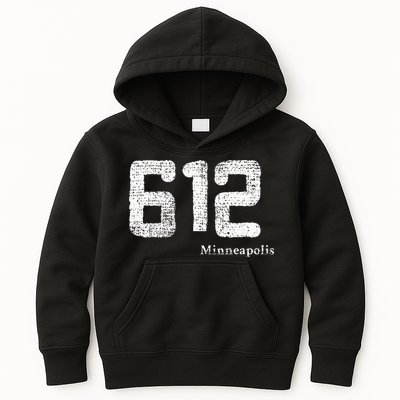 Distressed 612 Area Code Minneapolis Minnesota Kids Hoodie