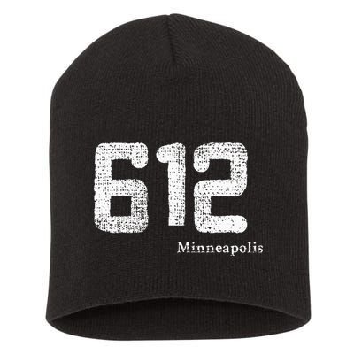 Distressed 612 Area Code Minneapolis Minnesota Short Acrylic Beanie