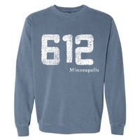 Distressed 612 Area Code Minneapolis Minnesota Garment-Dyed Sweatshirt