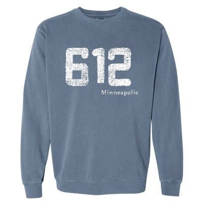 Distressed 612 Area Code Minneapolis Minnesota Garment-Dyed Sweatshirt