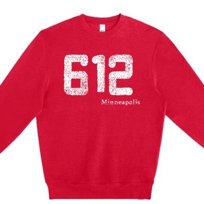 Distressed 612 Area Code Minneapolis Minnesota Premium Crewneck Sweatshirt