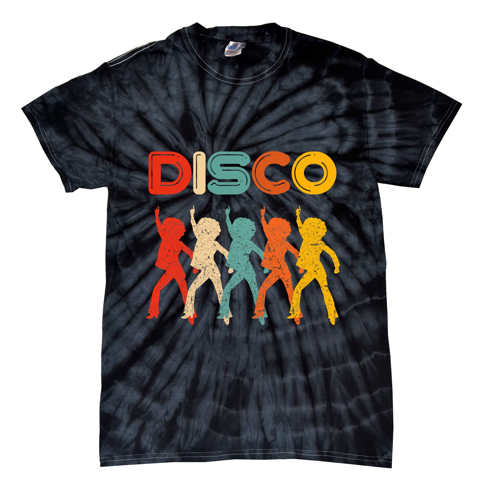 Disco 70s Disco Themed Vintage Retro Dancing Tie-Dye T-Shirt