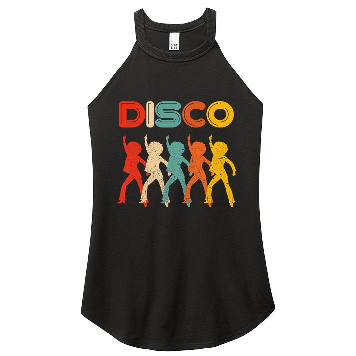 Disco 70s Disco Themed Vintage Retro Dancing Women's Perfect Tri Rocker Tank