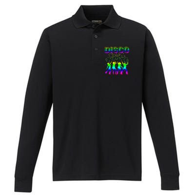 Disco 70s Disco Themed Vintage Retro Dancing Performance Long Sleeve Polo