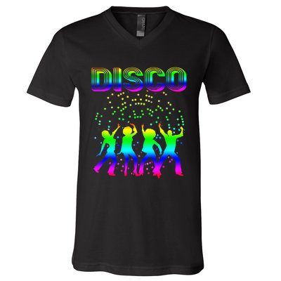 Disco 70s Disco Themed Vintage Retro Dancing V-Neck T-Shirt