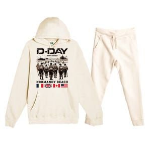 Dday 80th Anniversary Normandy Beach Landing Premium Hooded Sweatsuit Set