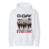 Dday 80th Anniversary Normandy Beach Landing Garment-Dyed Fleece Hoodie