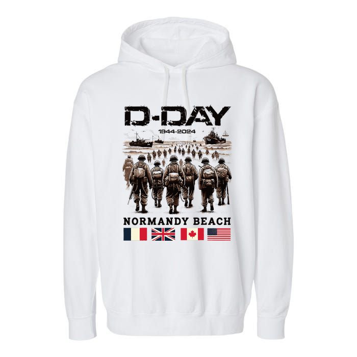 Dday 80th Anniversary Normandy Beach Landing Garment-Dyed Fleece Hoodie