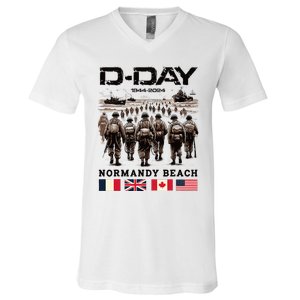 Dday 80th Anniversary Normandy Beach Landing V-Neck T-Shirt