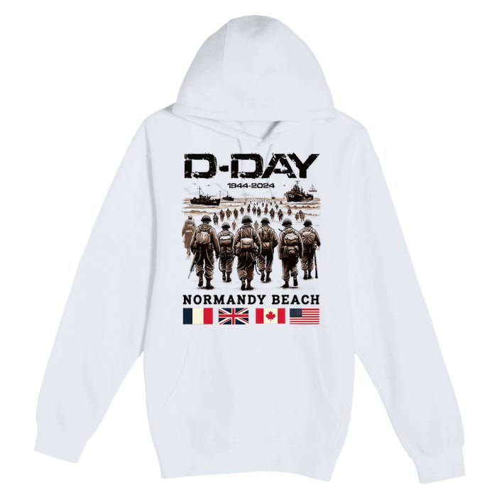 Dday 80th Anniversary Normandy Beach Landing Premium Pullover Hoodie