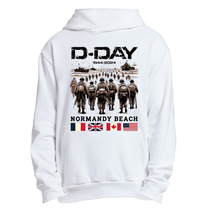 Dday 80th Anniversary Normandy Beach Landing Urban Pullover Hoodie