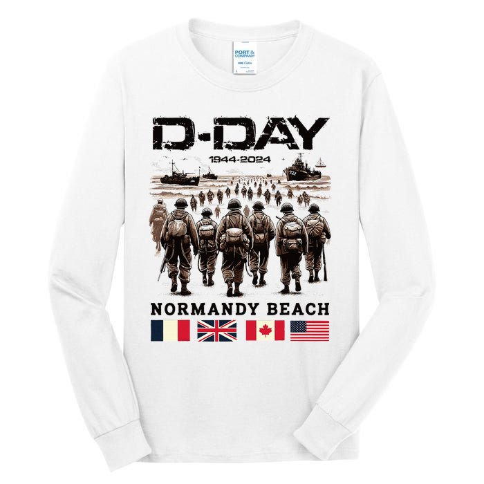 Dday 80th Anniversary Normandy Beach Landing Tall Long Sleeve T-Shirt