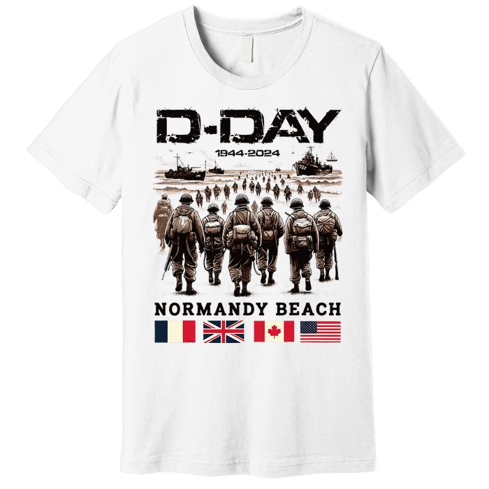 Dday 80th Anniversary Normandy Beach Landing Premium T-Shirt