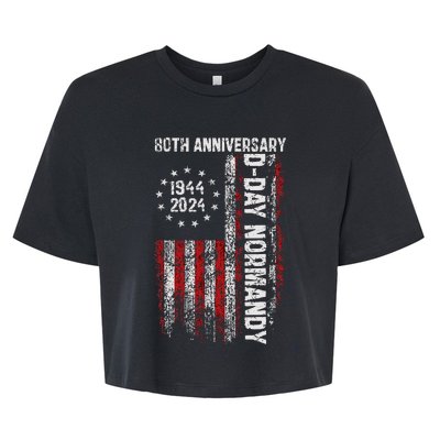 Dday 80th Anniversary Shirts American Flag 1944 Bella+Canvas Jersey Crop Tee