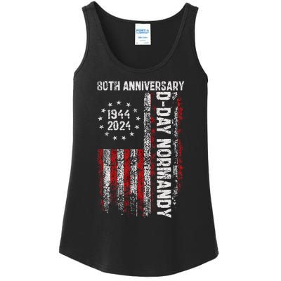 Dday 80th Anniversary Shirts American Flag 1944 Ladies Essential Tank