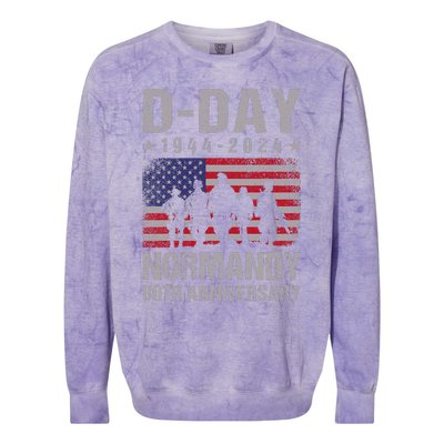 Dday 80th Anniversary 19442024 Normandy Us Flag D Day Colorblast Crewneck Sweatshirt