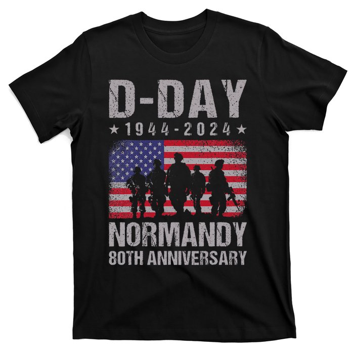 Dday 80th Anniversary 19442024 Normandy Us Flag D Day T-Shirt