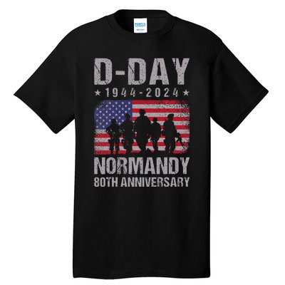 Dday 80th Anniversary 19442024 Normandy Us Flag D Day Tall T-Shirt