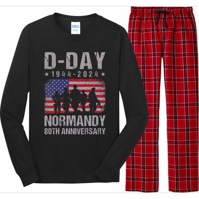 Dday 80th Anniversary 19442024 Normandy Us Flag D Day Long Sleeve Pajama Set