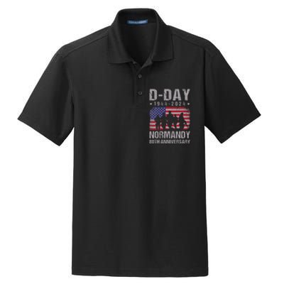 Dday 80th Anniversary 19442024 Normandy Us Flag D Day Dry Zone Grid Polo