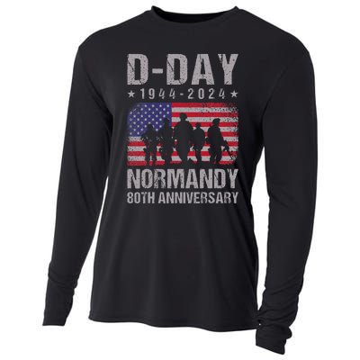 Dday 80th Anniversary 19442024 Normandy Us Flag D Day Cooling Performance Long Sleeve Crew