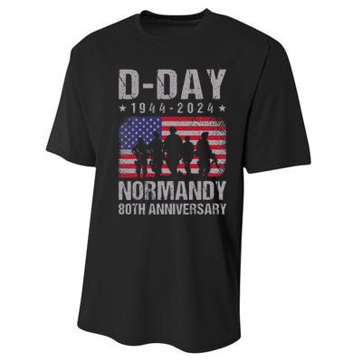 Dday 80th Anniversary 19442024 Normandy Us Flag D Day Performance Sprint T-Shirt