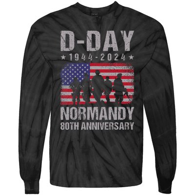 Dday 80th Anniversary 19442024 Normandy Us Flag D Day Tie-Dye Long Sleeve Shirt