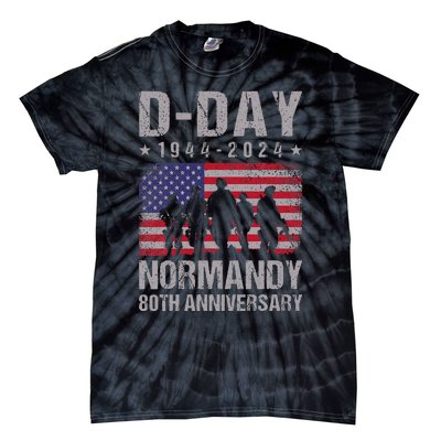 Dday 80th Anniversary 19442024 Normandy Us Flag D Day Tie-Dye T-Shirt