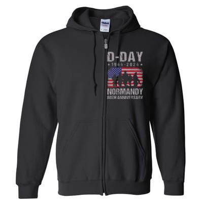 Dday 80th Anniversary 19442024 Normandy Us Flag D Day Full Zip Hoodie