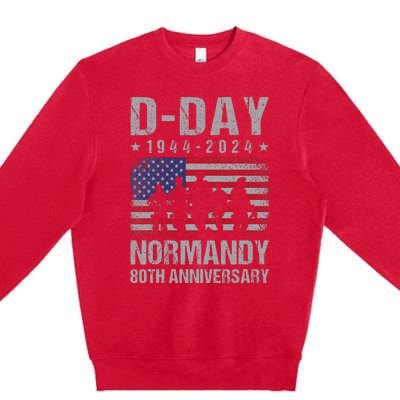 Dday 80th Anniversary 19442024 Normandy Us Flag D Day Premium Crewneck Sweatshirt