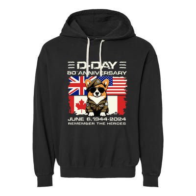 Dday 80th Anniversary Normandy Beachdog D Day Landing Garment-Dyed Fleece Hoodie