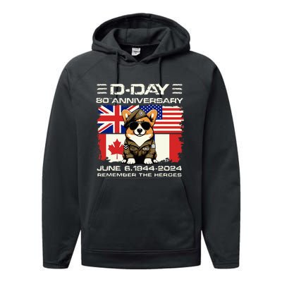 Dday 80th Anniversary Normandy Beachdog D Day Landing Performance Fleece Hoodie