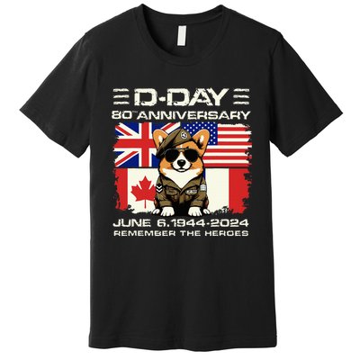 Dday 80th Anniversary Normandy Beachdog D Day Landing Premium T-Shirt