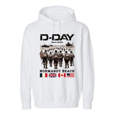 Dday 80th Anniversary Normandy Beach Landing History 1944 Garment-Dyed Fleece Hoodie