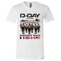 Dday 80th Anniversary Normandy Beach Landing History 1944 V-Neck T-Shirt