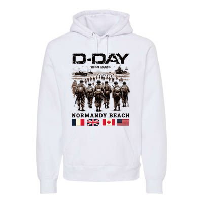 Dday 80th Anniversary Normandy Beach Landing History 1944 Premium Hoodie