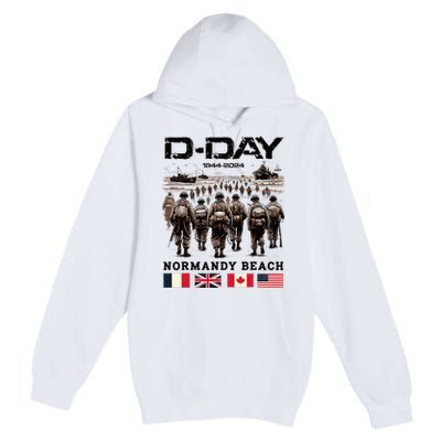 Dday 80th Anniversary Normandy Beach Landing History 1944 Premium Pullover Hoodie