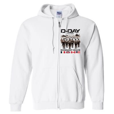 Dday 80th Anniversary Normandy Beach Landing History 1944 Full Zip Hoodie