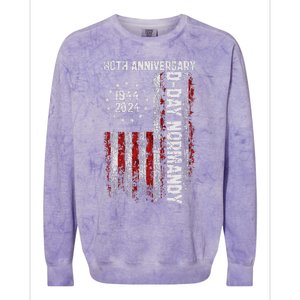 Dday 80th Anniversary American Flag 1944 Normandy Colorblast Crewneck Sweatshirt