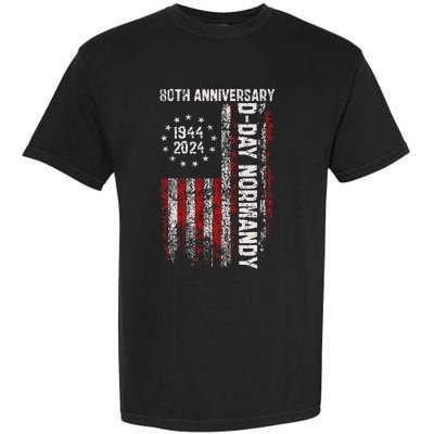 Dday 80th Anniversary American Flag 1944 Normandy Garment-Dyed Heavyweight T-Shirt